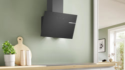 Bosch Series 2 60cm Wall-Mounted Cooker Hood – Black Glass | DWK65DK60B