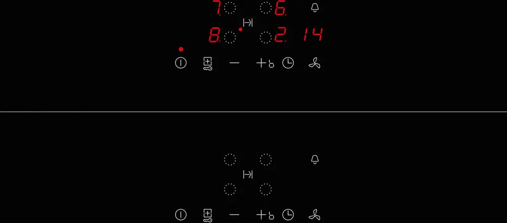 Black Neff N50 induction hob with integrated ventilation, showing touch controls and red digital display.