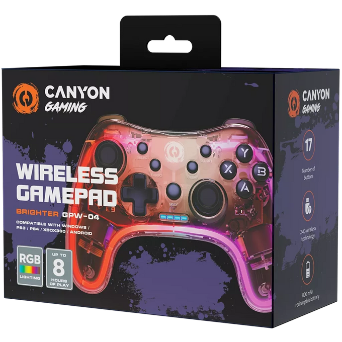 Canyon Wireless Gamepad Brighter GPW-04 with ergonomic design, wireless connectivity - available at Keans Claremorris.