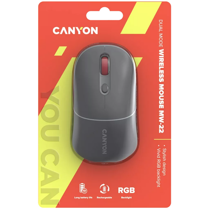 Canyon Dual mode wireless mouse MW-22 Dark Grey - Image 4