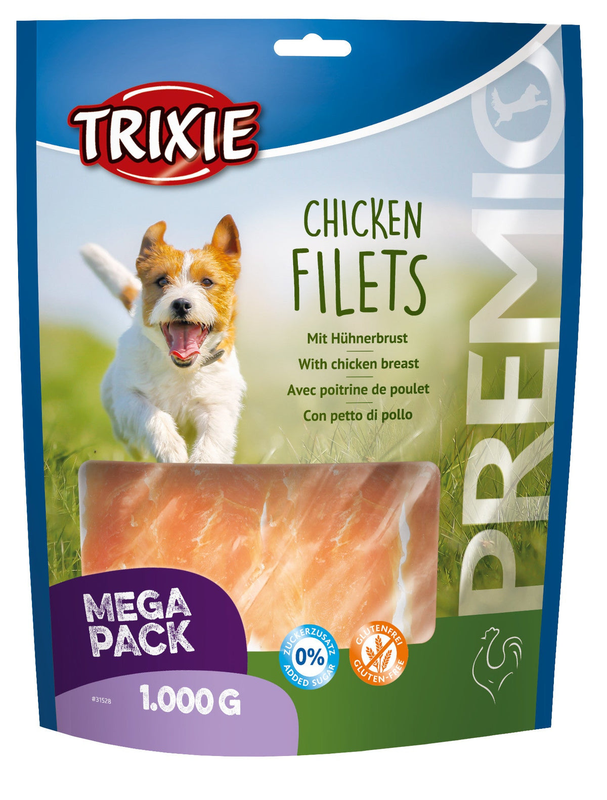 Premio Dog Treat Chicken Fillets 1kg, 85% meat, protein-rich, no added sugar, wheat-free, resealable bag - Keans Claremorris