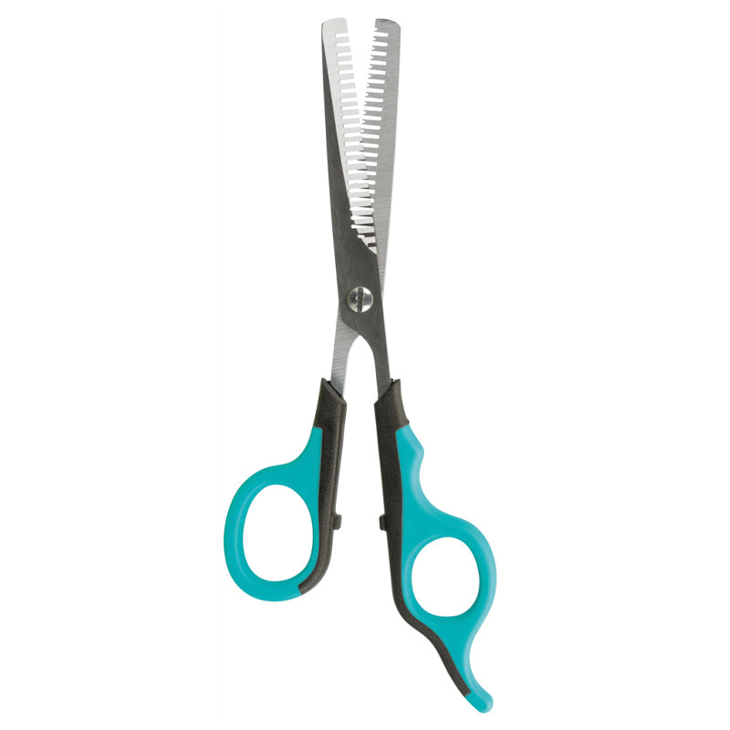 Thinning scissors 18cm, onesided stainless steel blades, soft rubber stoppers, for dogs and small animals – Keans Claremorris
