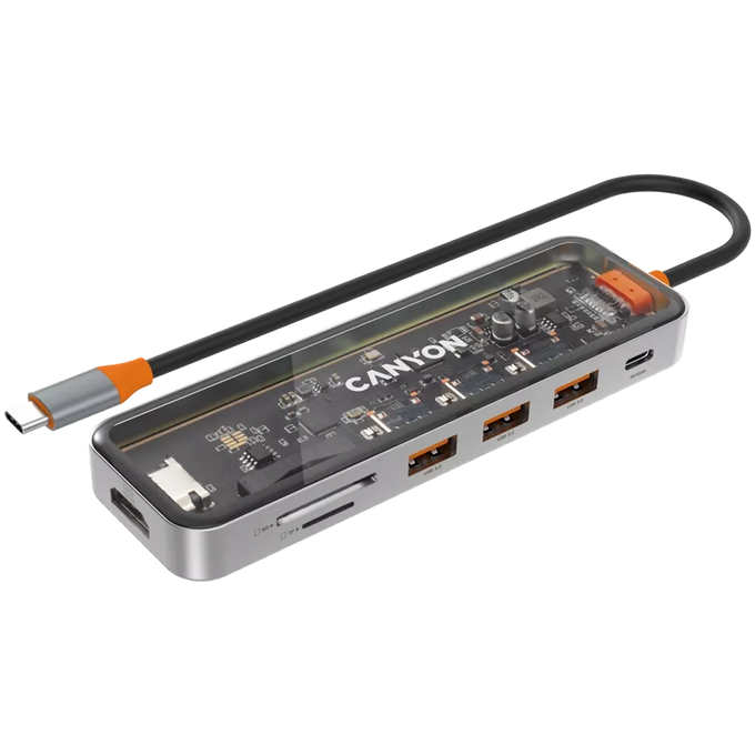 Canyon 7 Port USB-C Hub DS-13 with multiple USB ports, sleek design - available at Keans Claremorris