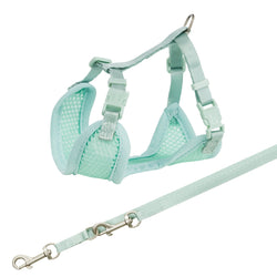 Junior Puppy Soft Harness M-L 36-50cm Mint, adjustable mesh nylon with 2m leash, durable comfort by Keans Claremorris