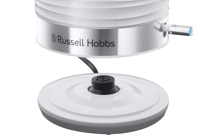Russell Hobbs 1.7L Inspire Electric Kettle in White, Model 24360, fast boil, available at Keans Claremorris