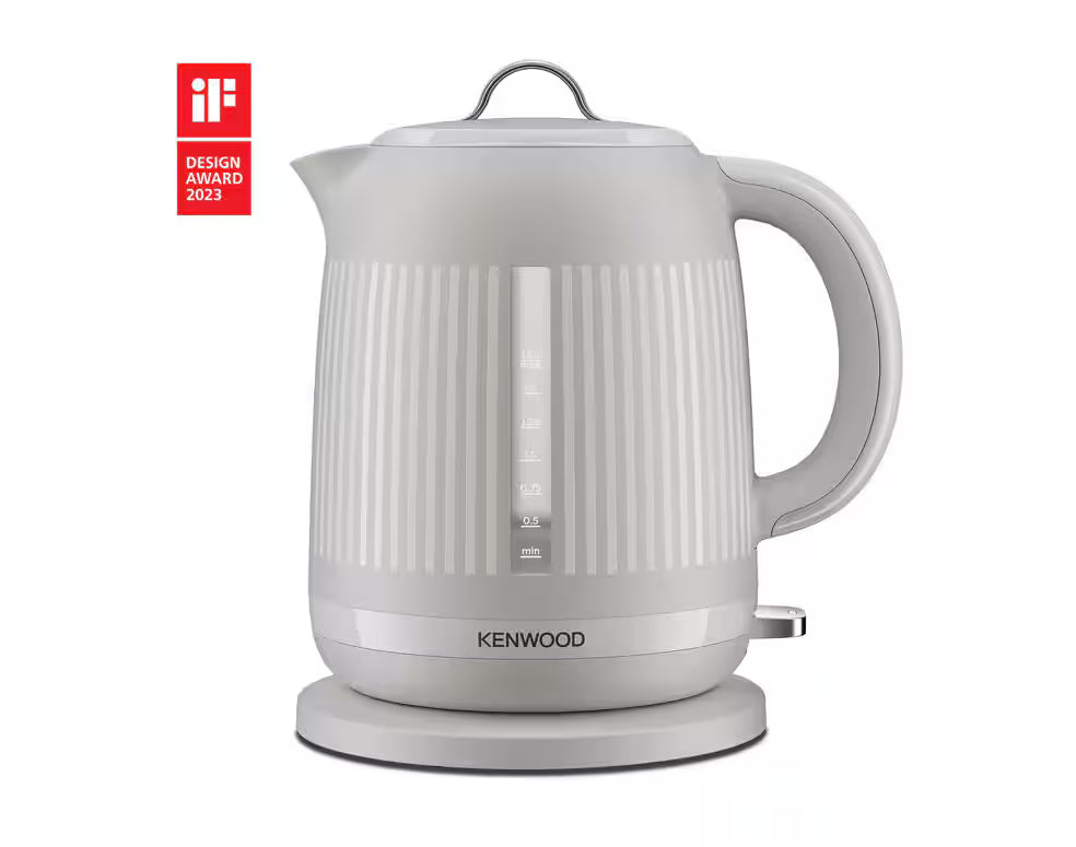 Kenwood Dawn Collection Cream Kettle with textured striped design, water level window, and 360° base.