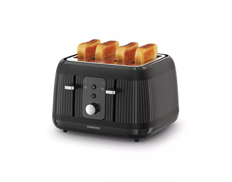 Kenwood Dawn Collection black 4-slice toaster with toasted bread slices visible in slots