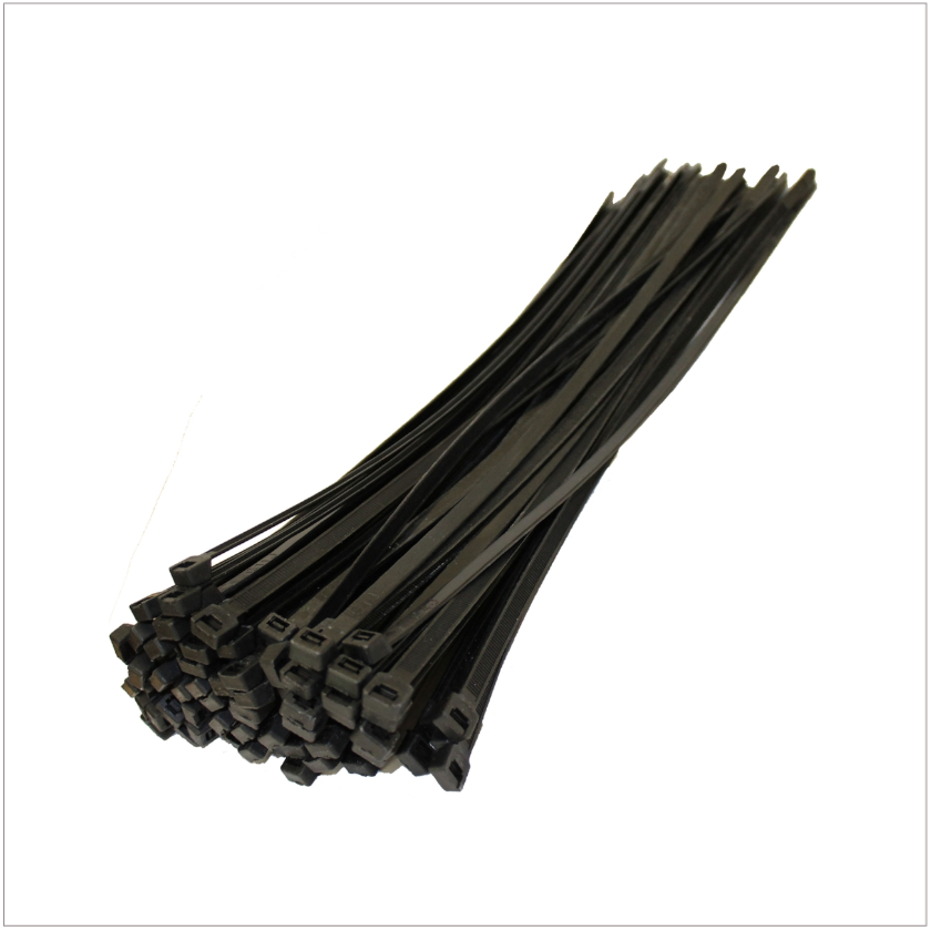 Black 4.8mm x 300mm cable ties, durable, UV-resistant, secure fastening for cables and wires – Keans Claremorris.