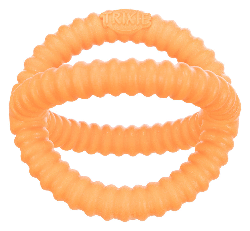 Aqua Toy Tugger Dog Toy by Keans Claremorris – durable, floating, 14cm TPR fetch toy with multi-ring grip for dogs.