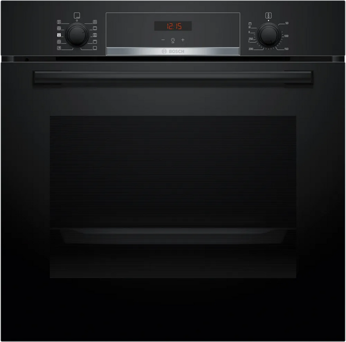 Bosch HQA534BB3B built-in black oven with steam function, 71L capacity, 8 heating modes, EcoClean, at Keans Claremorris.