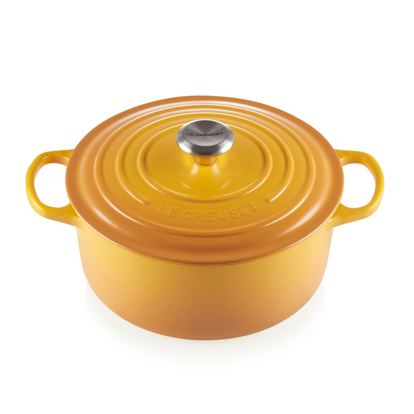 Le Creuset 28cm round casserole in Nectar, enamelled cast iron, oven-safe, heat-resistant knob, 6.7L capacity - Keans