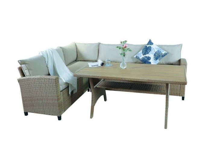 Canto L Corner and Polywood Table Natural - Image 1