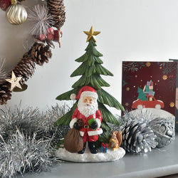 Hand-painted 25cm Christmas resin figurines – Santa, Snowman, Reindeer holding stars, festive decor by Keans Claremorris