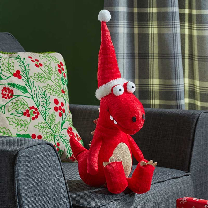 Tyrone Rex Red 46cm – Plush Christmas Dinosaur Decoration - Image 1