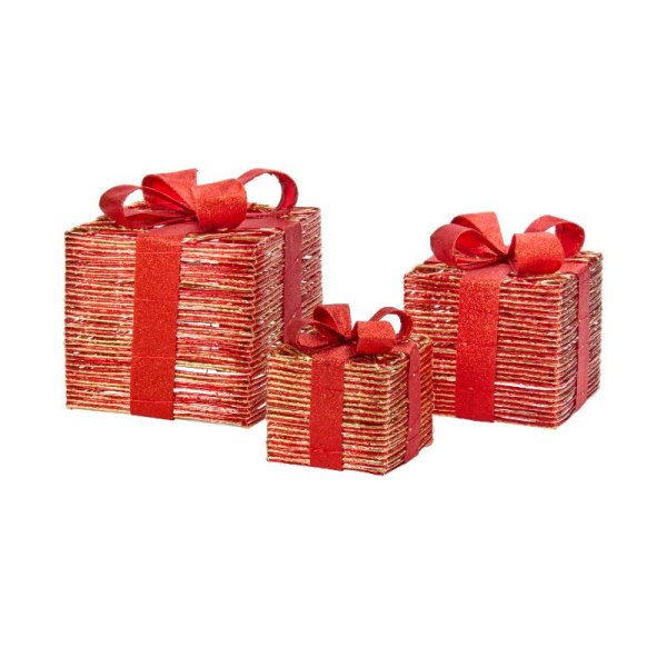 RedGold Braid Faux Gift Boxes - Set of 3 - Image 1