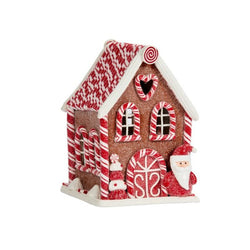 Gingerbread Santa CandyCabin Lighted 20cm