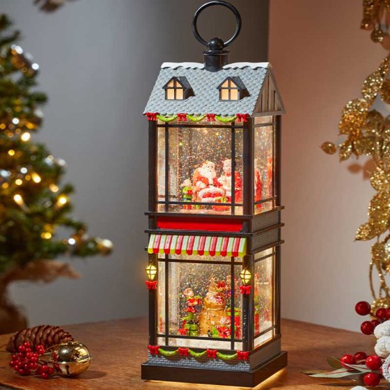 SnowSwirl Santa's Home Lantern