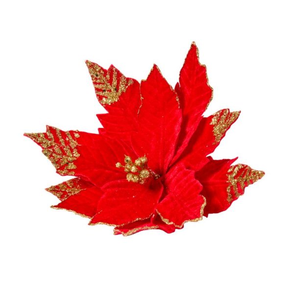 Red Poinsettia Clip 18cm
