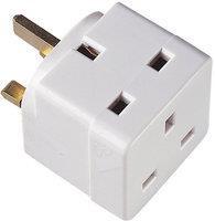 Phx 13 Amp 3 Way Adaptor, white durable plastic, 13 amp fused, multiple appliance socket, Keans Claremorris