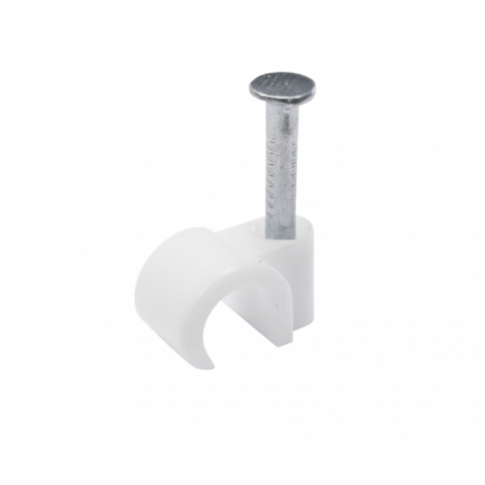 Phx Round White Cable Clips 5mm with Masonry Nails, 20 Pack – Secure Wiring by Keans Claremorris