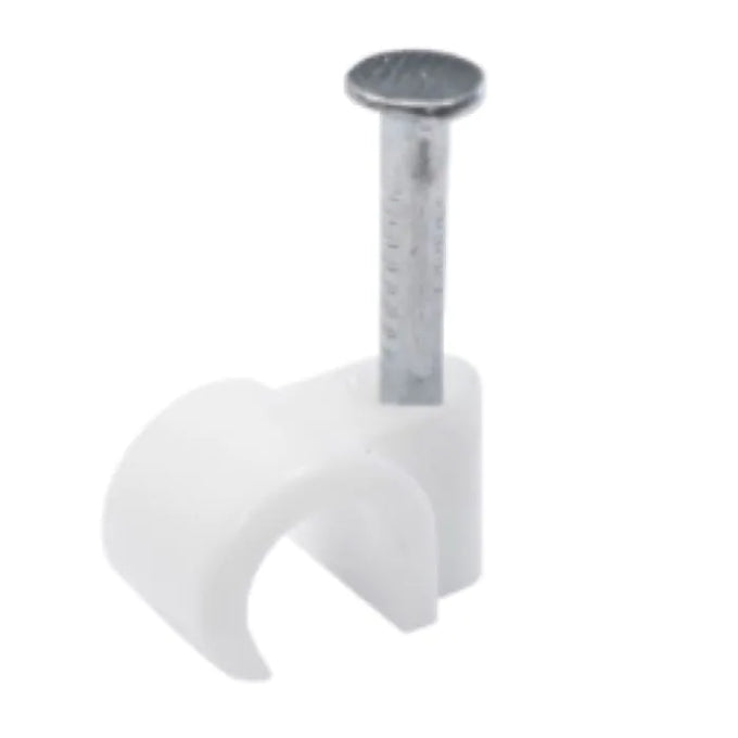 Phx Round White Cable Clips 7mm with Masonry Nails, 20 Pack – Secure Wiring by Keans Claremorris