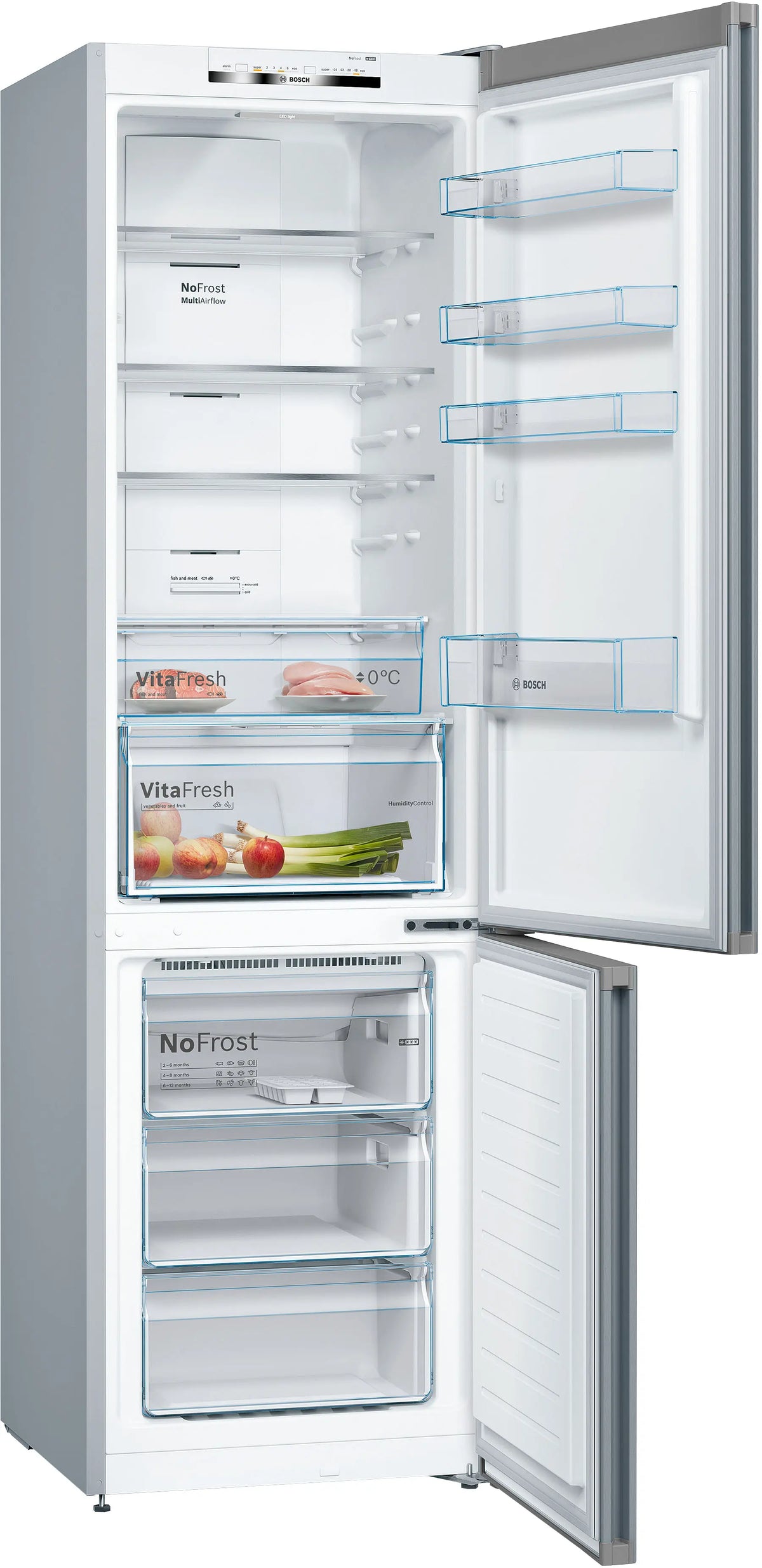 Bosch Series 4 203cm Fridge Freezer Stainless Steel Look  | KGN392LEBG - Image 2