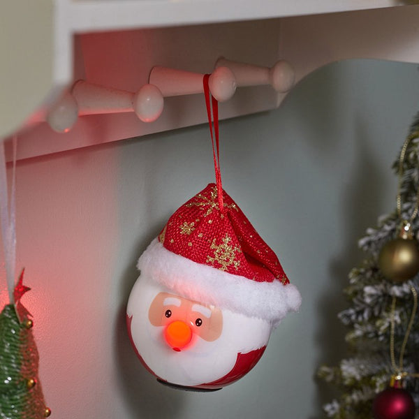 Santa's Glo Nose Light-Up Hanging Christmas Decoration