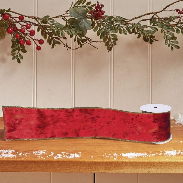 63mm Deluxe Velvet Wired Ribbon  3m - Red