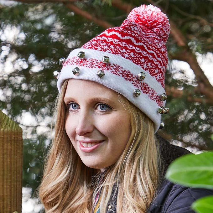 Fairisle Luxury Jingle Beanie-Festive Christmas Hat with Bells - Image 2