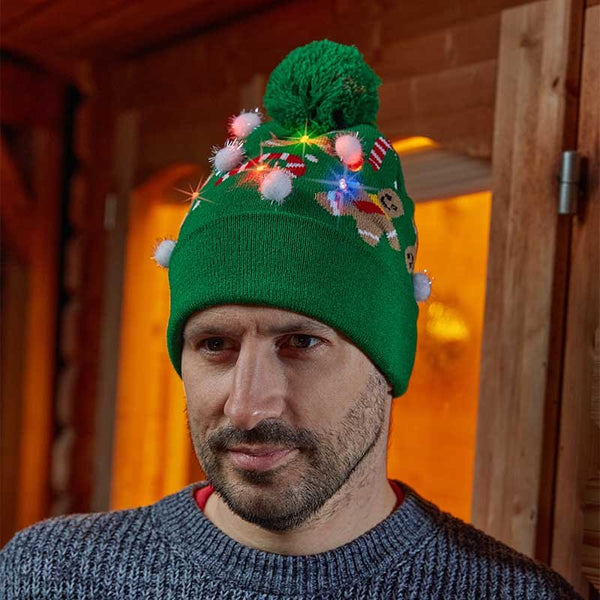Gingerbread Xmas Hat with Lights LED