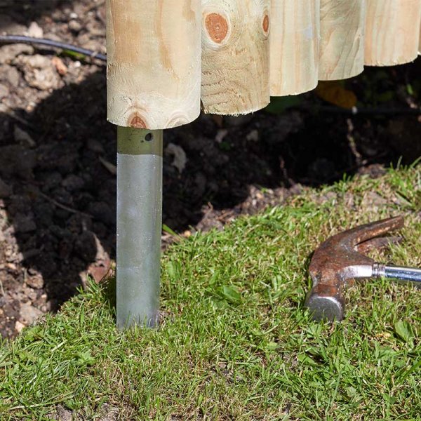 Galvanised Log Roll Stakes 3 Pack durable metal stakes for securing logs, available at Keans Claremorris.
