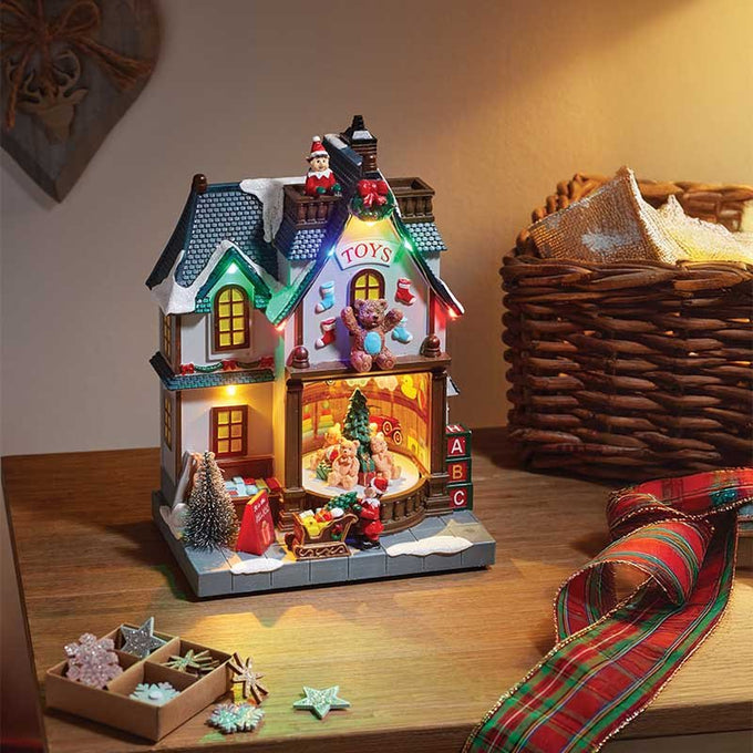 Teddy ToyScene – Illuminated Christmas Village Decoration - Image 1