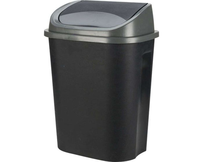 25L Swing Plactic Bin Black/Grey With Lid Keans Claremorris