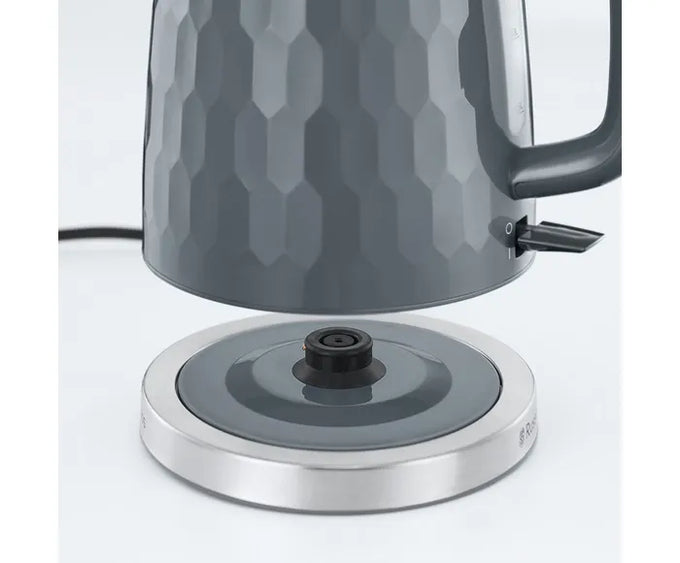 Russell Hobbs 1.7L Grey Honeycomb Kettle with 26053 model, sleek design, available at Keans Claremorris.