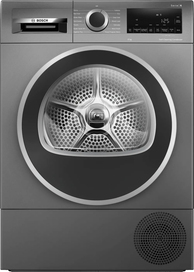 Bosch Serie 6 Heat Pump Tumble Dryer 9kg | Graphite | WQG245R1GB - Image 1