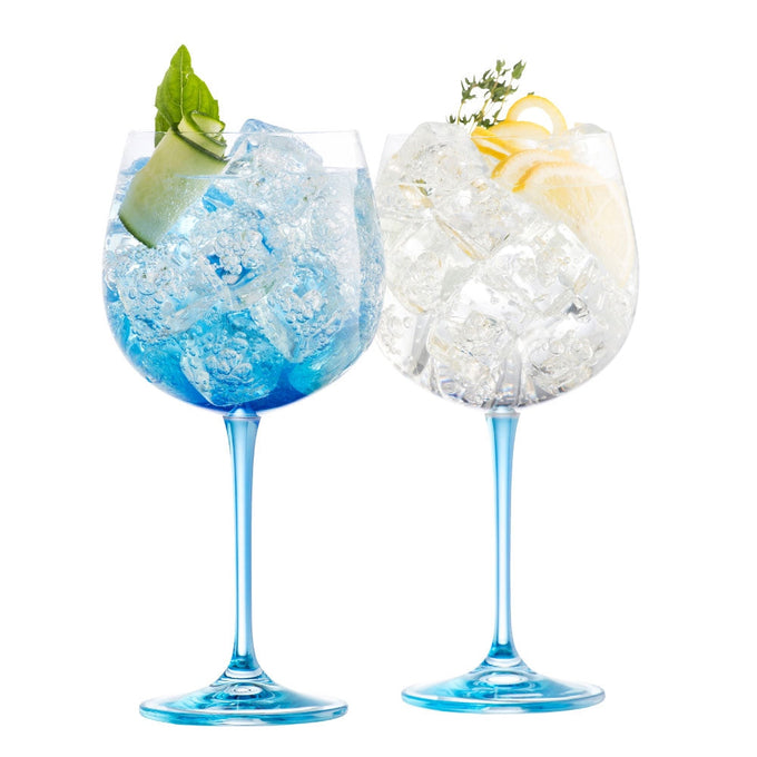 Set of 2 Galway Living Blue Stem Gin and Tonic Balloon Glasses, 23cm tall, in Galway Gift Box - Keans Claremorris