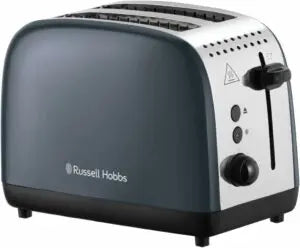 Russell Hobbs Stainless Steel 2 Slice Toaster Grey with 6 browning settings, longer slots, high lift, frozen & reheat