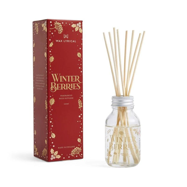 Wax Lyrical Winter Berries 100ml Reed Diffuser with peach, pear, vanilla, and musk fragrance, 8 reeds, 30cl - Keans