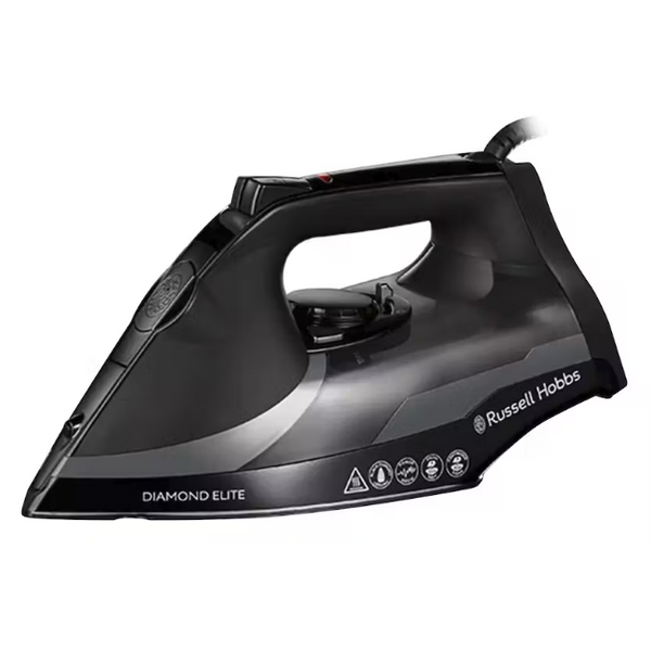 Russell Hobbs 3100W Diamond Elite Steam Iron with Black Diamond Soleplate, 350ml tank, anti-scale, soft-touch handle - Keans