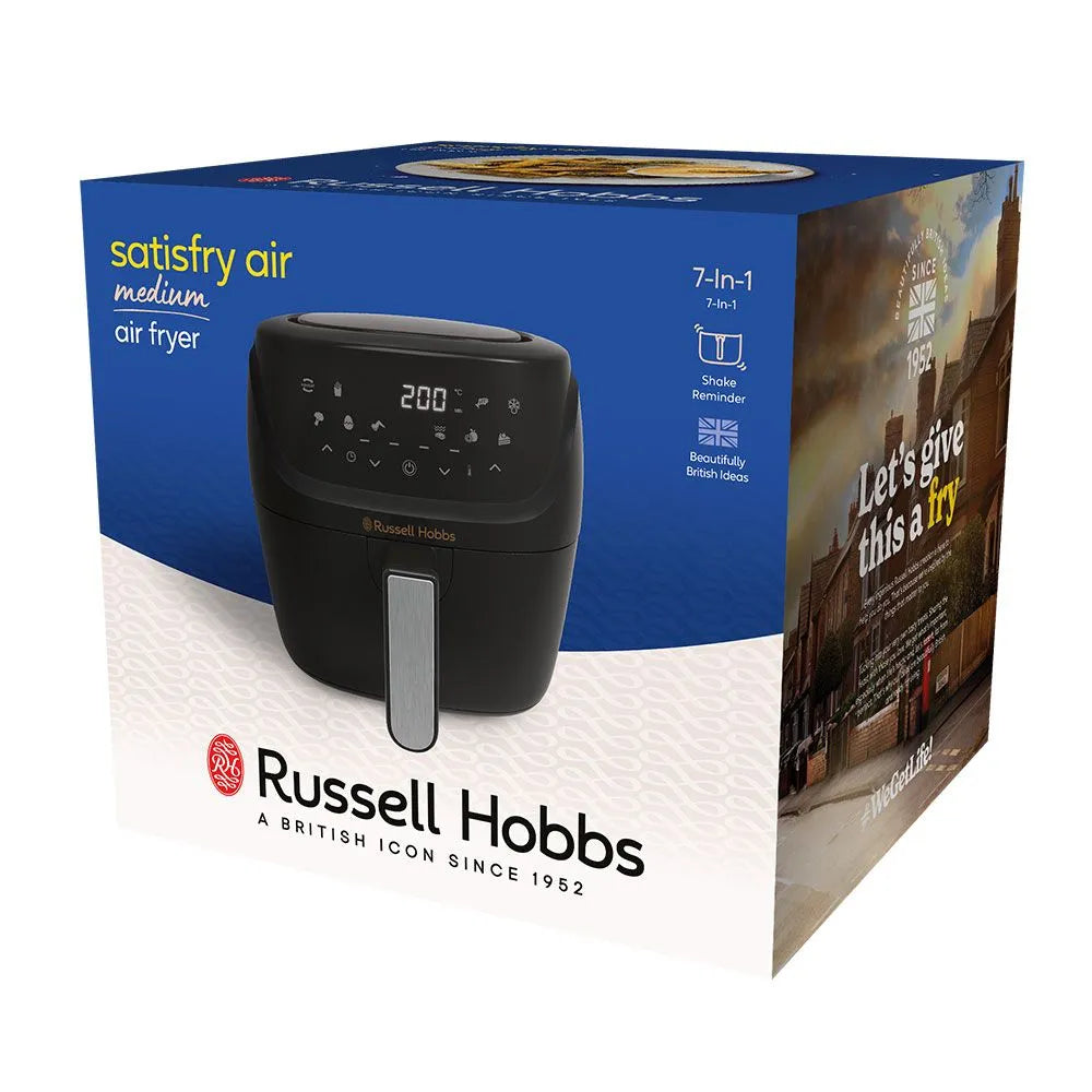 Russell Hobbs SatisFry 4L Medium Black Air Fryer, 27160, healthy frying, available at Keans Claremorris