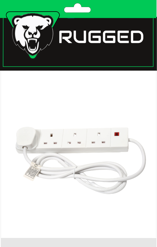 4 Way 2m Rugged Extension Socket Lead with 4 Outlets and 6.5ft Cable, UL Approved – Keans Claremorris