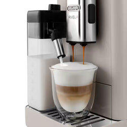 De'Longhi espresso machine making a cappuccino