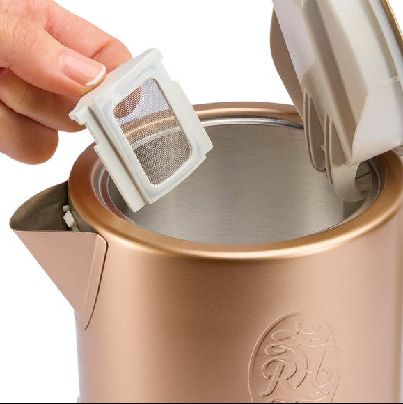 Russell Hobbs Calm Kettle with quiet boil technology, sleek white design – available at Keans Claremorris.