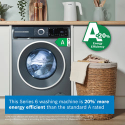 Bosch Series 6 10kg 1400 Spin Washing Machine Grey WGH254ARGB