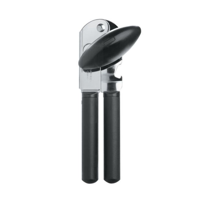 Oxo Good Grips can opener with soft handles, sharp stainless steel blade, built-in bottle opener, available at Keans