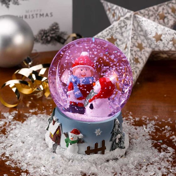 8cm Frosty Fun SnowSphere with swirling snow, flashing LED light, snowman or Santa design – Keans Claremorris.