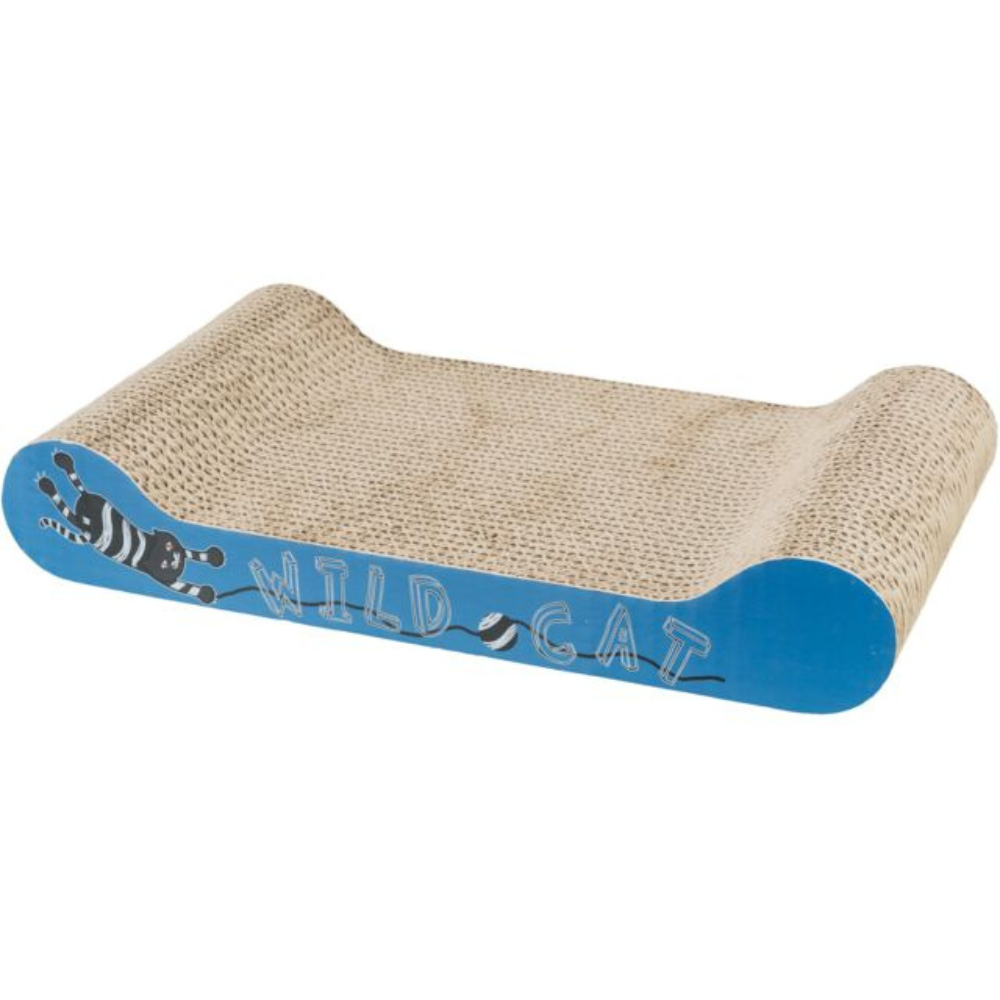 Blue Wild Cat Scratching Board with catnip, cardboard, 41x24x7cm by Keans Claremorris