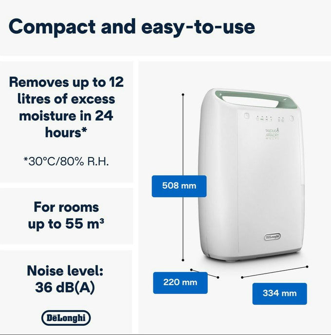 DeLonghi Tasciugo AriaDry 12L Multi Dehumidifier | DEX212SF | White - Image 2