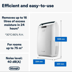 DeLonghi Tasciugo AriaDry 16L Multi Dehumidifier | DEXD216RF | White
