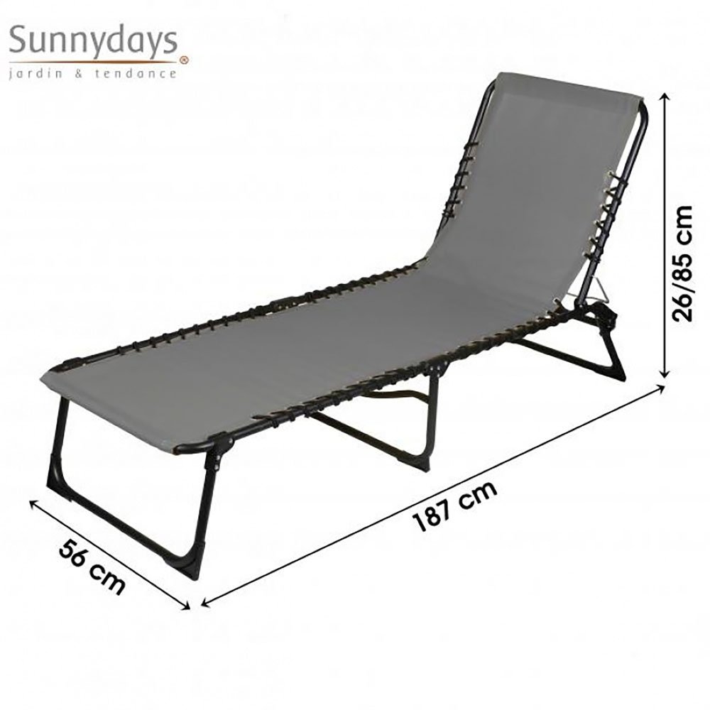 Dark Grey Sunbed Lounger with adjustable backrest for outdoor lounging, perfect for garden, patio, or poolside – Keans